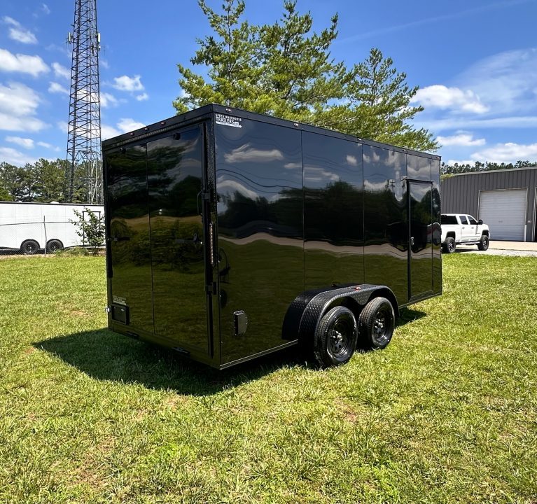 New 2026 Luxe 7x16 Enclosed Trailer- 3500LB Tandem Axle -Black Poly-Blackout