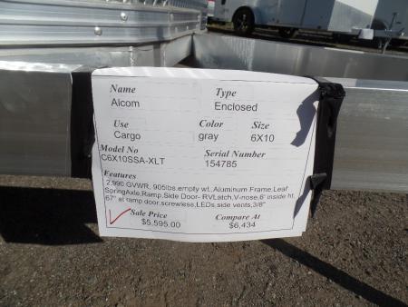 New 2026 ALCOM 6 ft. by 10 ft. Single Axle Cargo / Enclosed Trailer