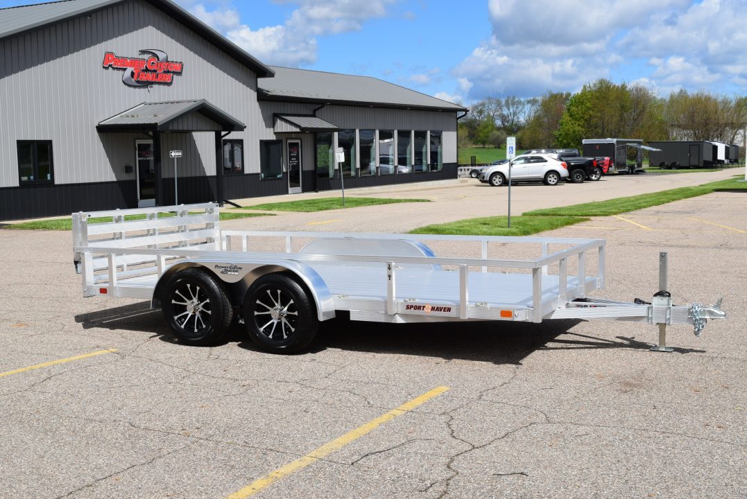New SPORT HAVEN 7x14 DELUXE OPEN UTILITY w/ BI-FOLD RAMP GATE