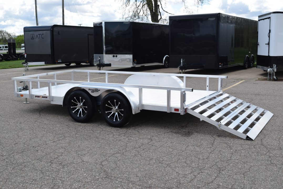 New SPORT HAVEN 7x14 DELUXE OPEN UTILITY w/ BI-FOLD RAMP GATE
