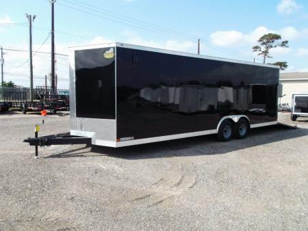New 2026 Covered Wagon Trailers 8.5x24 Cargo / Enclosed Trailer / Enclosed Car Hauler / 7ft Interior / 5200# Axles / 60  Triple Tube Tongue / Extra Wide Ramp / 48  RV Side Door / Semi-Screwless Exterior / Heavy Duty .080 Black Poly Core Skin