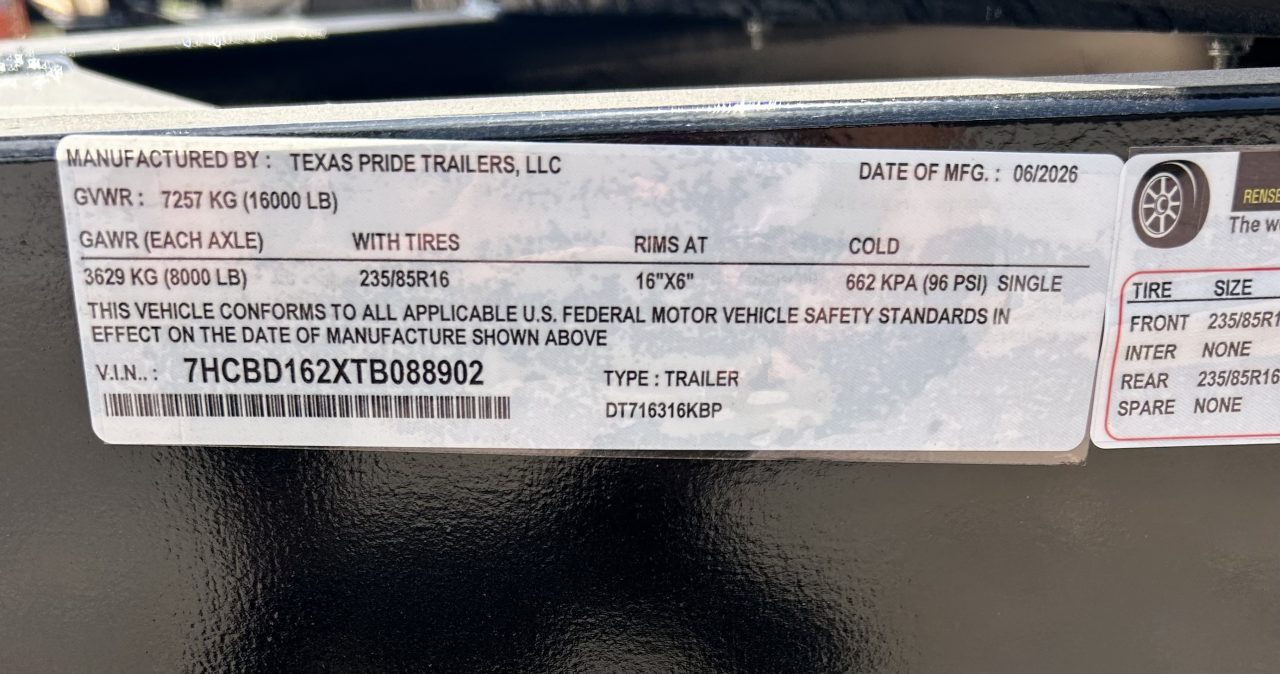 New 2026 Texas Pride Trailers-BumperPull 7x16x3-Tandem Axles Dump Trailer- 8K Axles-UPGRADES!!