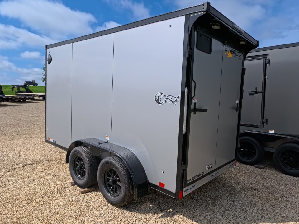 New 2026 Stealth Trailers 6 x 12 x 6.6 Cobra Flat Top, Spring Tandem Axle, 24" Slant Wedge, Silver w/ Blackout Package, 7k GVWR