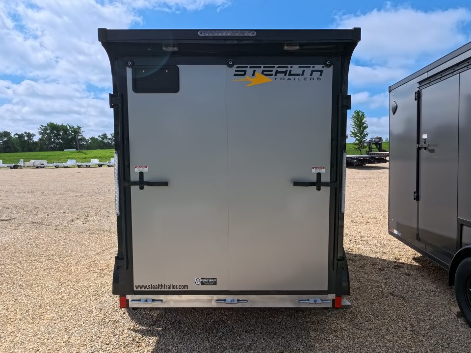 New 2026 Stealth Trailers 6 x 12 x 6.6 Cobra Flat Top, Spring Tandem Axle, 24" Slant Wedge, Silver w/ Blackout Package, 7k GVWR