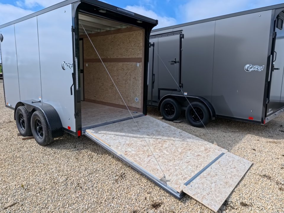New 2026 Stealth Trailers 6 x 12 x 6.6 Cobra Flat Top, Spring Tandem Axle, 24" Slant Wedge, Silver w/ Blackout Package, 7k GVWR