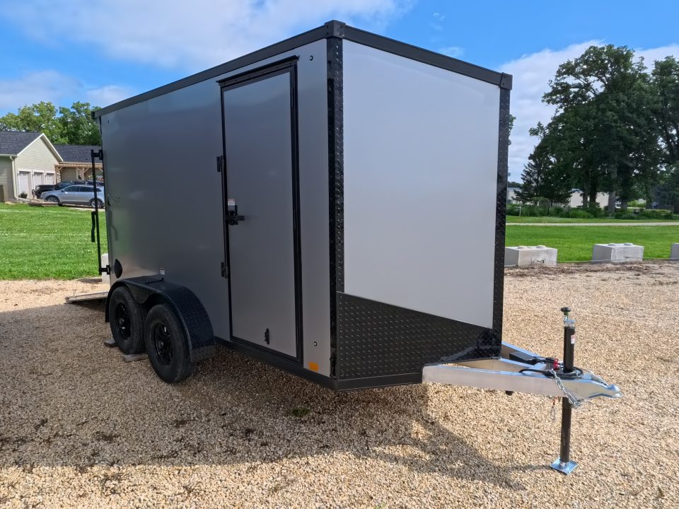 New 2026 Stealth Trailers 6 x 12 x 6.6 Cobra Flat Top, Spring Tandem Axle, 24" Slant Wedge, Silver w/ Blackout Package, 7k GVWR