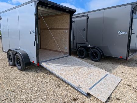 New 2026 Stealth Trailers 6 x 12 x 6.6 Cobra Flat Top, Spring Tandem Axle, 24" Slant Wedge, Silver w/ Blackout Package, 7k GVWR