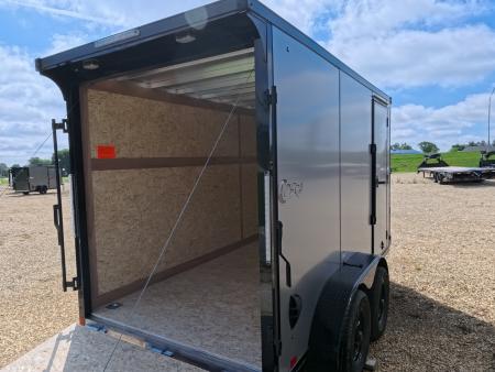 New 2026 Stealth Trailers 6 x 12 x 6.6 Cobra Flat Top, Spring Tandem Axle, 24" Slant Wedge, Silver w/ Blackout Package, 7k GVWR