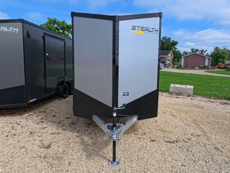 New 2026 Stealth Trailers 6 x 12 x 6.6 Cobra Flat Top, Spring Tandem Axle, 24" Slant Wedge, Silver w/ Blackout Package, 7k GVWR