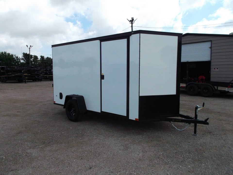New 2026 Covered Wagon Trailers 6x12 Cargo / Enclosed Trailer / 6'6" Interior Height / Extra Wide Ramp Gate / RV Side Door / .030 White / Black Out Package