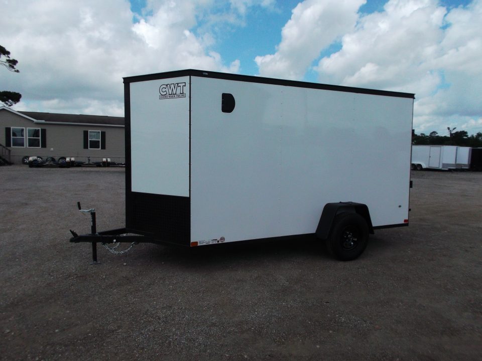 New 2026 Covered Wagon Trailers 6x12 Cargo / Enclosed Trailer / 6'6" Interior Height / Extra Wide Ramp Gate / RV Side Door / .030 White / Black Out Package