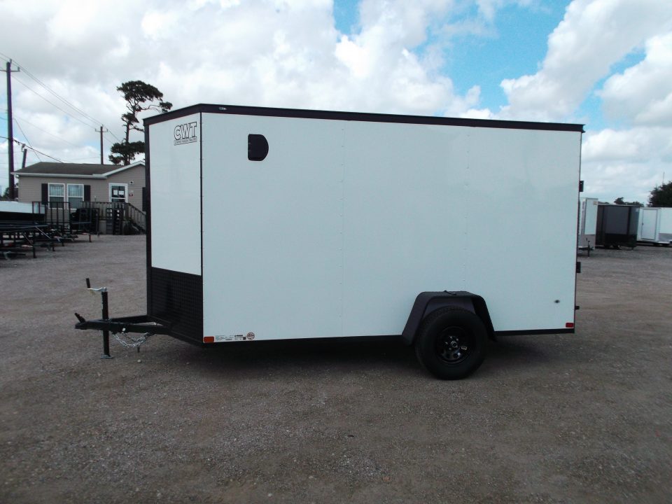 New 2026 Covered Wagon Trailers 6x12 Cargo / Enclosed Trailer / 6'6" Interior Height / Extra Wide Ramp Gate / RV Side Door / .030 White / Black Out Package