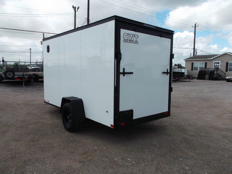 New 2026 Covered Wagon Trailers 6x12 Cargo / Enclosed Trailer / 6'6" Interior Height / Extra Wide Ramp Gate / RV Side Door / .030 White / Black Out Package