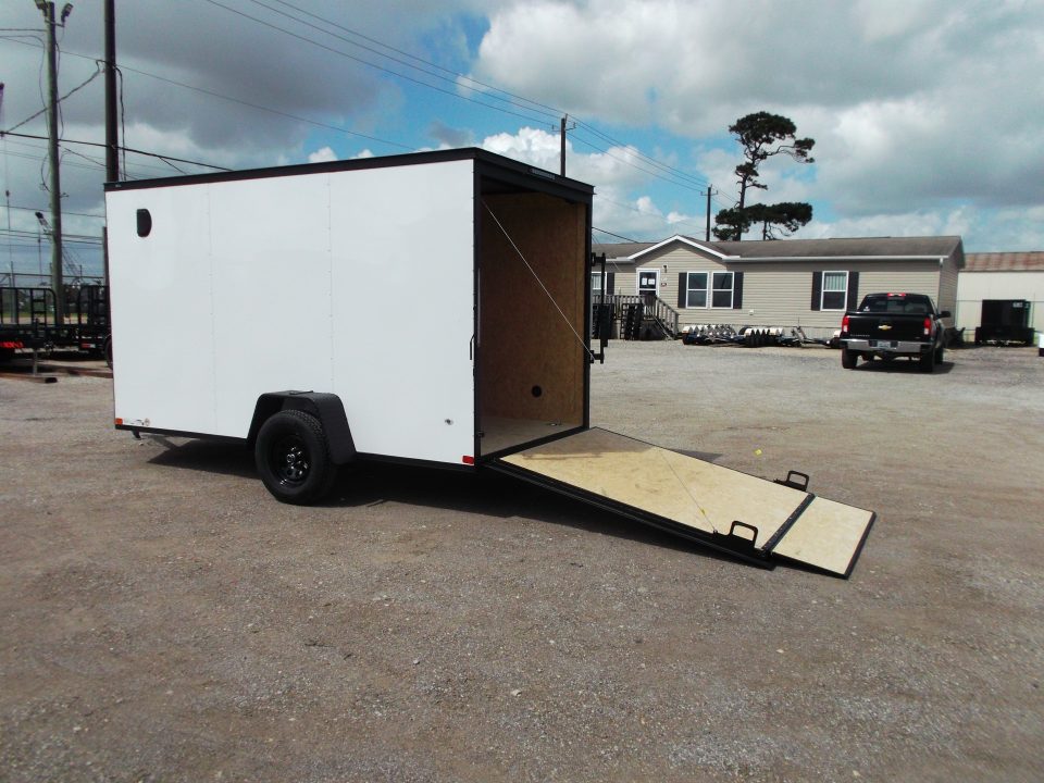 New 2026 Covered Wagon Trailers 6x12 Cargo / Enclosed Trailer / 6'6" Interior Height / Extra Wide Ramp Gate / RV Side Door / .030 White / Black Out Package