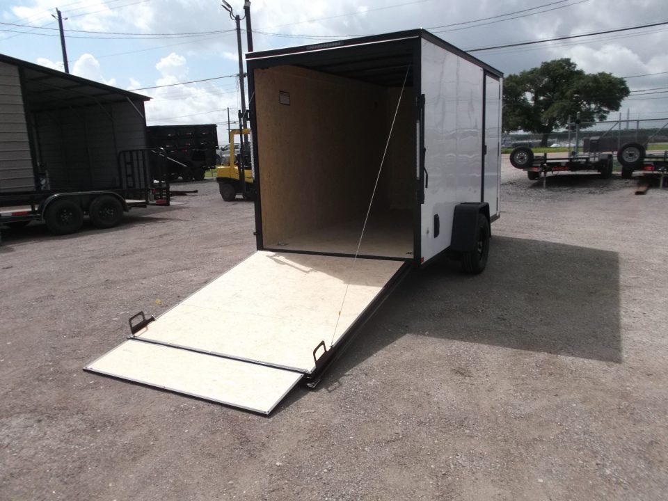 New 2026 Covered Wagon Trailers 6x12 Cargo / Enclosed Trailer / 6'6" Interior Height / Extra Wide Ramp Gate / RV Side Door / .030 White / Black Out Package