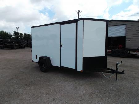 New 2026 Covered Wagon Trailers 6x12 Cargo / Enclosed Trailer / 6'6" Interior Height / Extra Wide Ramp Gate / RV Side Door / .030 White / Black Out Package