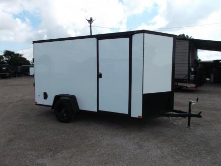 New 2026 Covered Wagon Trailers 6x12 Cargo / Enclosed Trailer / 6'6" Interior Height / Extra Wide Ramp Gate / RV Side Door / .030 White / Black Out Package