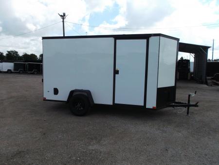 New 2026 Covered Wagon Trailers 6x12 Cargo / Enclosed Trailer / 6'6" Interior Height / Extra Wide Ramp Gate / RV Side Door / .030 White / Black Out Package
