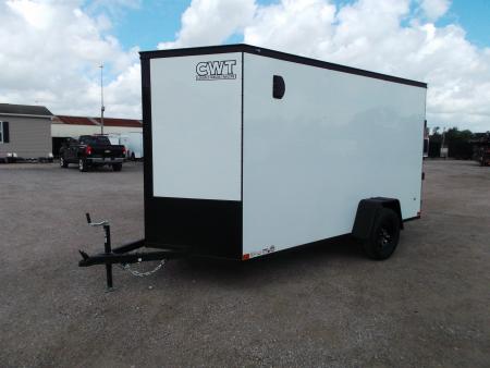 New 2026 Covered Wagon Trailers 6x12 Cargo / Enclosed Trailer / 6'6" Interior Height / Extra Wide Ramp Gate / RV Side Door / .030 White / Black Out Package