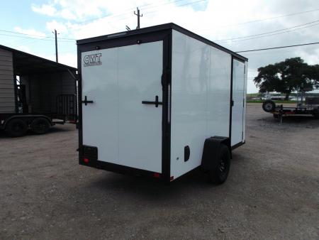 New 2026 Covered Wagon Trailers 6x12 Cargo / Enclosed Trailer / 6'6" Interior Height / Extra Wide Ramp Gate / RV Side Door / .030 White / Black Out Package