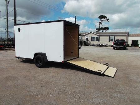 New 2026 Covered Wagon Trailers 6x12 Cargo / Enclosed Trailer / 6'6" Interior Height / Extra Wide Ramp Gate / RV Side Door / .030 White / Black Out Package
