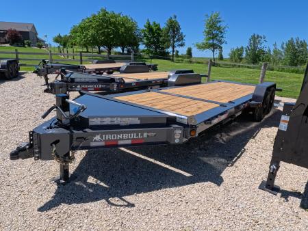 New 2027 Iron Bull 83 x 22 (16+6) TWB Tilt Trailer with 2)7K Torsion Axles w/Electric Brakes, Fork Holders, D-Rings, Spare Tire Mount and More!