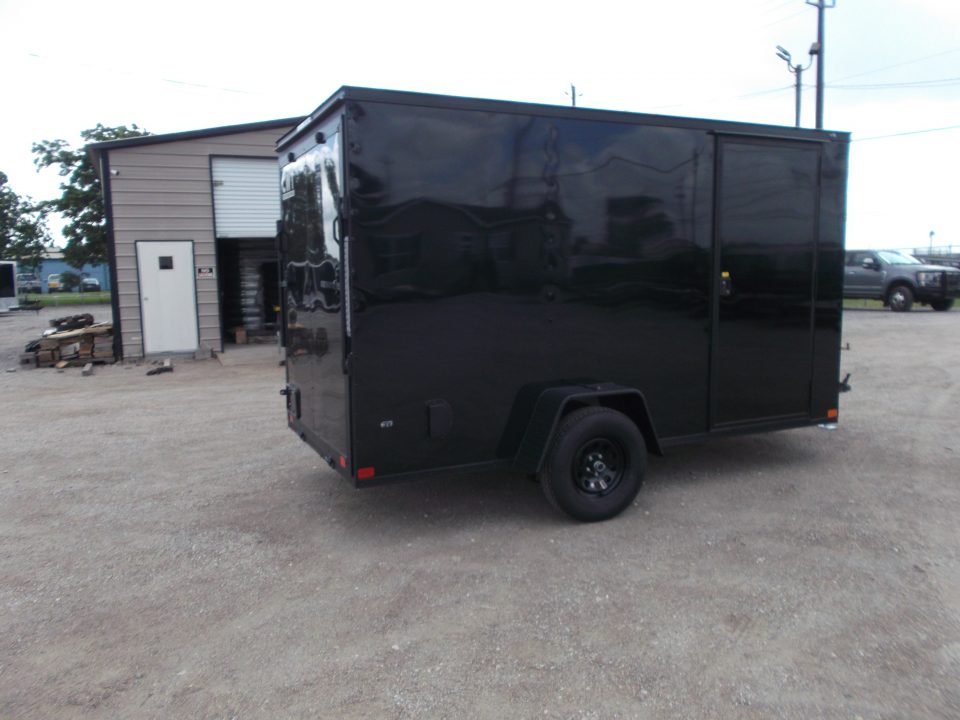 New 2026 Covered Wagon Trailers 6x12 Cargo / Enclosed Trailer / 6'6" Interior Height / Extra Wide Ramp Gate / RV Side Door / .030 Black Semi-Screwless Exterior / Black Out Package