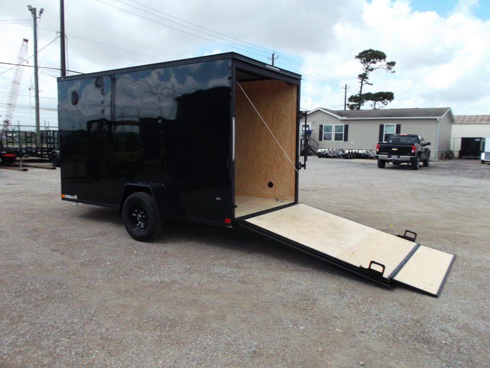 New 2026 Covered Wagon Trailers 6x12 Cargo / Enclosed Trailer / 6'6" Interior Height / Extra Wide Ramp Gate / RV Side Door / .030 Black Semi-Screwless Exterior / Black Out Package