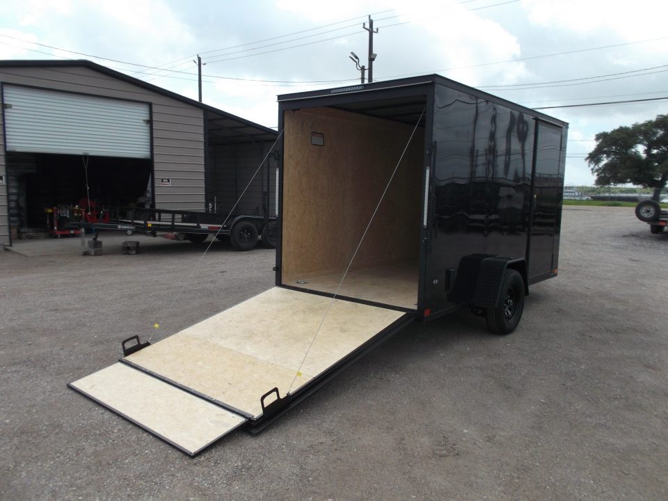 New 2026 Covered Wagon Trailers 6x12 Cargo / Enclosed Trailer / 6'6" Interior Height / Extra Wide Ramp Gate / RV Side Door / .030 Black Semi-Screwless Exterior / Black Out Package