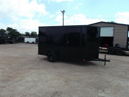 New 2026 Covered Wagon Trailers 6x12 Cargo / Enclosed Trailer / 6'6" Interior Height / Extra Wide Ramp Gate / RV Side Door / .030 Black Semi-Screwless Exterior / Black Out Package