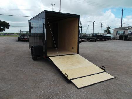 New 2026 Covered Wagon Trailers 6x12 Cargo / Enclosed Trailer / 6'6" Interior Height / Extra Wide Ramp Gate / RV Side Door / .030 Black Semi-Screwless Exterior / Black Out Package