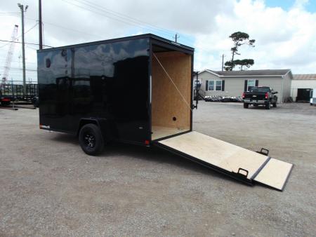 New 2026 Covered Wagon Trailers 6x12 Cargo / Enclosed Trailer / 6'6" Interior Height / Extra Wide Ramp Gate / RV Side Door / .030 Black Semi-Screwless Exterior / Black Out Package