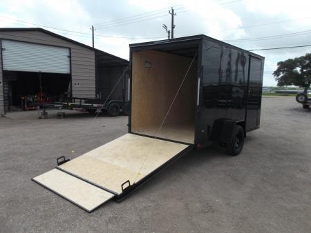 New 2026 Covered Wagon Trailers 6x12 Cargo / Enclosed Trailer / 6'6" Interior Height / Extra Wide Ramp Gate / RV Side Door / .030 Black Semi-Screwless Exterior / Black Out Package