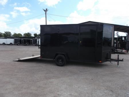 New 2026 Covered Wagon Trailers 6x12 Cargo / Enclosed Trailer / 6'6" Interior Height / Extra Wide Ramp Gate / RV Side Door / .030 Black Semi-Screwless Exterior / Black Out Package