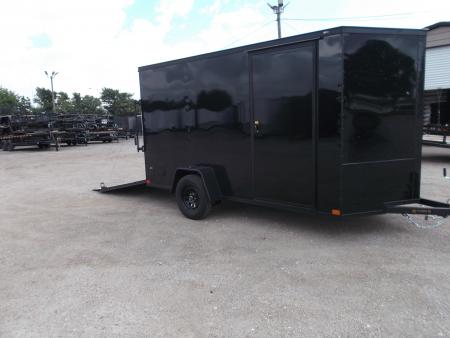 New 2026 Covered Wagon Trailers 6x12 Cargo / Enclosed Trailer / 6'6" Interior Height / Extra Wide Ramp Gate / RV Side Door / .030 Black Semi-Screwless Exterior / Black Out Package