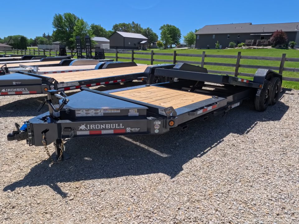 New 2027 Iron Bull 83 x 22 (16+6) TWB Tilt Trailer with 2)7K Torsion Axles, Electric Brakes, Fork Holders, 2 5/16" Adj. Coupler and More!