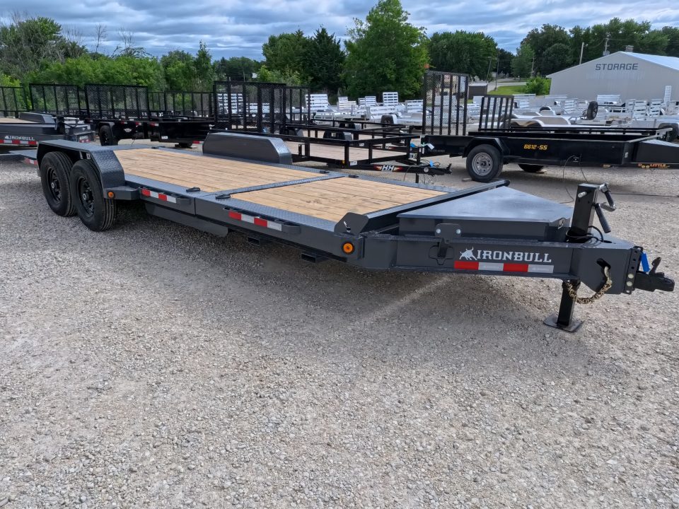 New 2027 Iron Bull 83 x 22 (16+6) TWB Tilt Trailer 2) 7K Torsion Axles w/Electric Brakes, Fork Holders, Spare Tire Mount, 10K Drop Leg Jack, and More!
