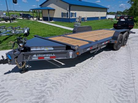 New 2027 Iron Bull 83x20 TWB Tilt Trailer with 2)7,000 lb. Torsion Axles, Upgraded to 2) Elec. Brakes, 10 Ply Tires-Gray