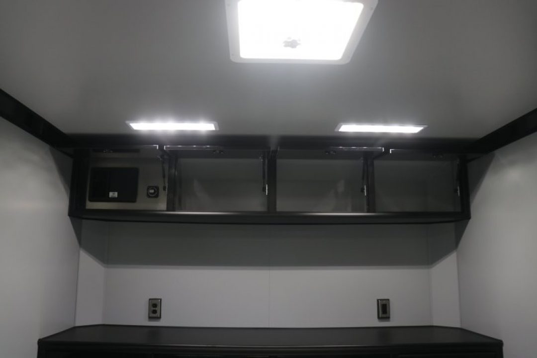 New In-Tech Lite 8.5x28 Race Trailer-10K Sportsman Gray W/ Black Trim- Tool Drawers, Extension Flap, Black Interior Trim, and Black Exterior Trim