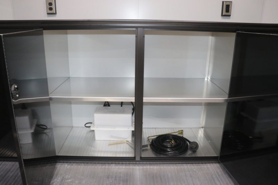 New In-Tech Lite 8.5x28 Race Trailer-10K Sportsman Gray W/ Black Trim- Tool Drawers, Extension Flap, Black Interior Trim, and Black Exterior Trim