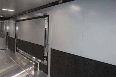 New In-Tech Lite 8.5x28 Race Trailer-10K Sportsman Gray W/ Black Trim- Tool Drawers, Extension Flap, Black Interior Trim, and Black Exterior Trim