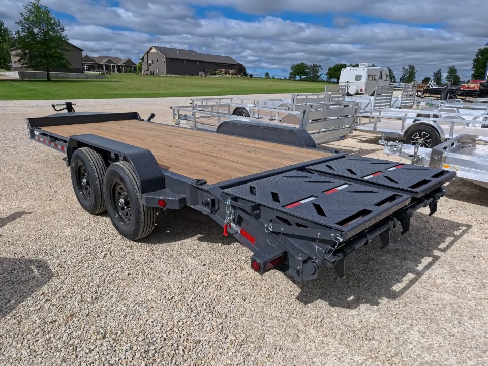 New 2027 Iron Bull 83x20 EWB Equipment Trailer 2)7K Straight Axles, Electric Brakes F-Adj., 3' Self Cleaning Dove Tail w/Rampage Ramps, Adj. 2 5/16" Coupler, LRE 10 Ply Tires