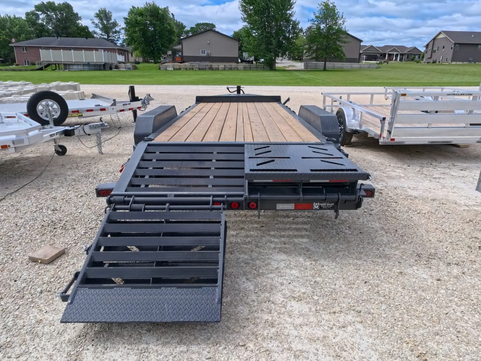 New 2027 Iron Bull 83x20 EWB Equipment Trailer 2)7K Straight Axles, Electric Brakes F-Adj., 3' Self Cleaning Dove Tail w/Rampage Ramps, Adj. 2 5/16" Coupler, LRE 10 Ply Tires