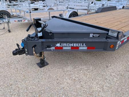 New 2027 Iron Bull 83x20 EWB Equipment Trailer 2)7K Straight Axles, Electric Brakes F-Adj., 3' Self Cleaning Dove Tail w/Rampage Ramps, Adj. 2 5/16" Coupler, LRE 10 Ply Tires