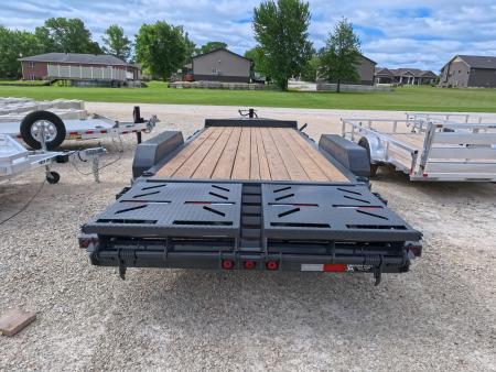 New 2027 Iron Bull 83x20 EWB Equipment Trailer 2)7K Straight Axles, Electric Brakes F-Adj., 3' Self Cleaning Dove Tail w/Rampage Ramps, Adj. 2 5/16" Coupler, LRE 10 Ply Tires