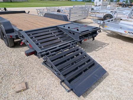 New 2027 Iron Bull 83x20 EWB Equipment Trailer 2)7K Straight Axles, Electric Brakes F-Adj., 3' Self Cleaning Dove Tail w/Rampage Ramps, Adj. 2 5/16" Coupler, LRE 10 Ply Tires