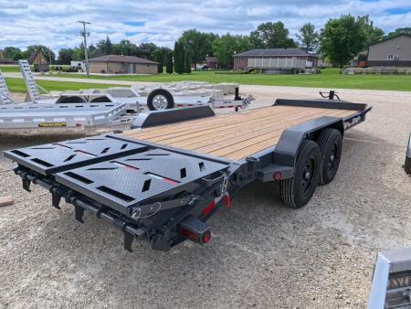 New 2027 Iron Bull 83x20 EWB Equipment Trailer 2)7K Straight Axles, Electric Brakes F-Adj., 3' Self Cleaning Dove Tail w/Rampage Ramps, Adj. 2 5/16" Coupler, LRE 10 Ply Tires