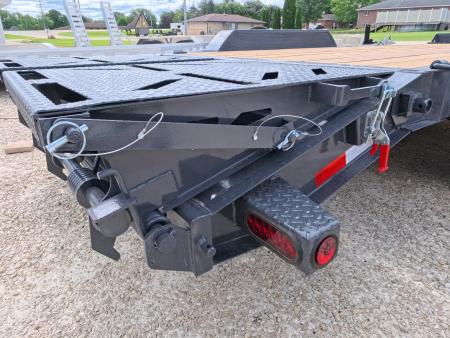 New 2027 Iron Bull 83x20 EWB Equipment Trailer 2)7K Straight Axles, Electric Brakes F-Adj., 3' Self Cleaning Dove Tail w/Rampage Ramps, Adj. 2 5/16" Coupler, LRE 10 Ply Tires