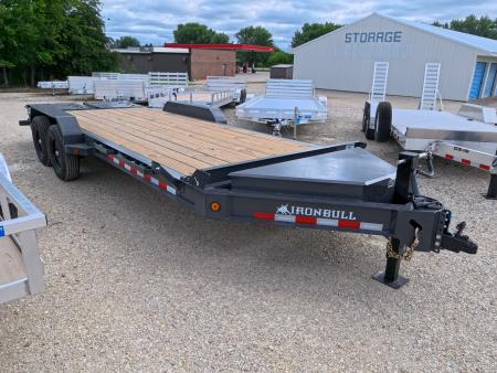 New 2027 Iron Bull 83x20 EWB Equipment Trailer 2)7K Straight Axles, Electric Brakes F-Adj., 3' Self Cleaning Dove Tail w/Rampage Ramps, Adj. 2 5/16" Coupler, LRE 10 Ply Tires