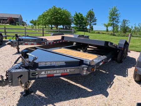 New 2027 Iron Bull 83x20 TWB Tilt Trailer with 2)7,000 lb. Torsion Axles, Upgraded to 2) Elec. Brakes, 10 Ply Tires-Gray